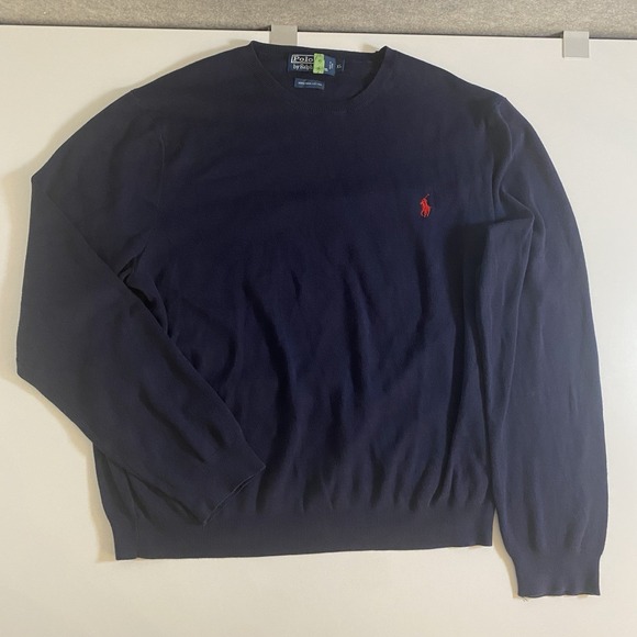 Ralph Lauren Other - Vintage 90s‎ Men's Polo Ralph Lauren Pima Cotton Navy Blue Crewneck Sweater XL